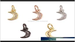 7 pièces en laiton Micro pavé cubique zircone lune pendentifs à breloque pour la fabrication de bijoux bracelet à bricoler soi-même collier décor accessoires trou 35Mm Ljjij8246791