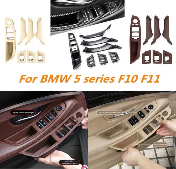 7pcs Car Panneau de poignée intérieure de la voiture Panneau de porte de porte Pull pour la BMW Série 5 F10 F18 520 525 Grey Beige Black gauche Drive Lhd6094794