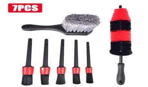 Kit de lavage de roues souples, brosse pour pneus d'automobile, accessoires de nettoyage de voiture, 7 pièces, 2012147104758