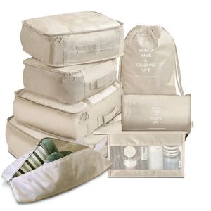 7pcs Sacs de rangement organisateur de voyage pliant Armoire Cube Cube Emballage Set Stockages Boîte à bagages Boîte de chaussures 240409