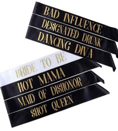 7pcs lot bachelorette Sashes Bride to Be Sash Wedding Bridal Bachelorette Party Decorations Supplies Favors Short Queen Mama335V9097571