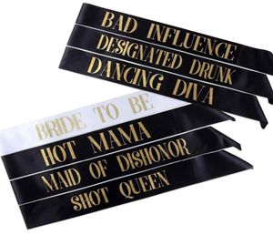 7pcs lot bachelorette Sashes Bride to Be Sash Wedding Bridal Bachelorette Party Decorations Supplies Favors Short Queen Mama335V4281815