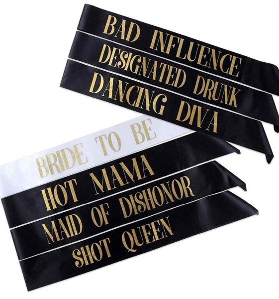 7pcs lot bachelorette Sashes Bride to Be Sash Wedding Bridal Bachelorette Party Decorations Supplies Favors Short Queen Mama335V4283158