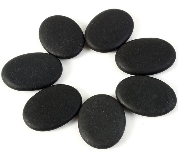 7pcs lot noir spa rock basalte d'énergie orteil face à face ovale massage lave naturaire en pierre set soins de santé relaxation 4913304