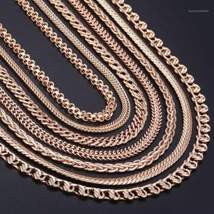 7 Stuks Veel Womens Kettingen 585 Rose Gold Filled Gevlochten Vossestaart Gehamerd Tarwe Cubaanse Weven Bismark Link Chain Hele LCNN1A Ch291d