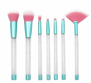 Juego de brochas de maquillaje de 7 piezas Diamond Pro Highlighter Brushes Corrector Make Up Brush Crystal Kwasten Set con mango vacío se puede rellenar