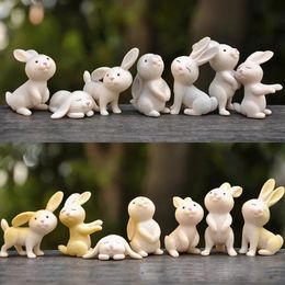 7pcs micro-paysage figurines mignonnes miniatures résine lapin fée jardin ornement décoration de Pâques décoration de Pâques 240523