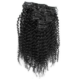7pcs mongole afro crépus bouclés clip ins cheveux humains 100g afro-américain afro crépus pince à cheveux dans les extensions 16 "18" 20 "22" 24 "26"
