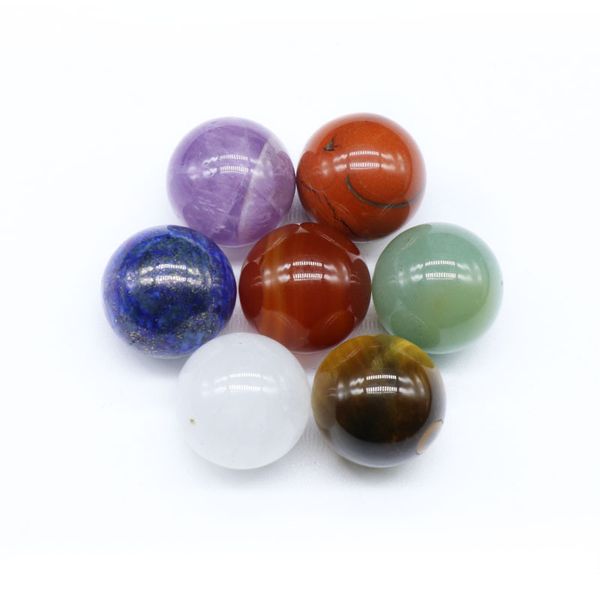 7 Uds decoración Natural piedras de Chakra de siete colores esfera de cristal Pilar Reiki Yoga curación Wicca Luky gema espiritual 2278 Y2