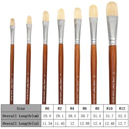 7pcs Professional Premium Manejo largo Manejo de cerebros de cerdas Juego 100% Natural Chungking Hog Bristle Filbert/Fan Artist Cepillos