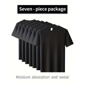 7 pièces T-shirt de compression à séchage rapide pour hommes évacuant l'humidité, t-shirt de couche de base hautement extensible pour les exercices et les entraînements - Cadeau parfait pour la fête des pères