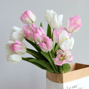 7pcs Real Touch Tulip Artificial Flower Silk Bouquet Home Living Room Decoration Tulips Fake Flowers Home Garden Decor 240415