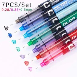 7 stks/set 0.28/0.38/0.5mm Gekleurde Inkt Gel Pen Creatieve Rechte Vloeibare Type Kleurrijke Schrijven Markering kantoor Schoolbenodigdheden