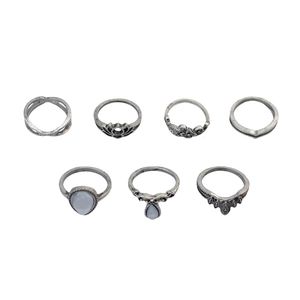 7 pièces/ensemble mode Vintage argent plaqué or Knuckle Nail Midi anneau pour femmes bijoux