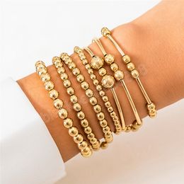 7pcs/set gótico acrílico ccb beads cadena pulseras para mujeres modernas 2024 vintage elástica beads bangle par par de amigos joyas