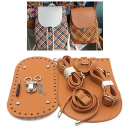 Conjunto de 7 piezas de bolso hecho a mano con correa para el hombro, conjunto de bolsos tejidos, fondos de cuero con accesorios de hardware para mochila Diy 240126