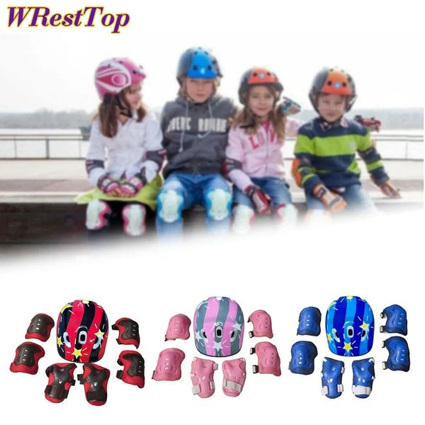 7 pièces/ensemble enfants casque de vélo Pad ensemble coudières genouillères équipement de protection pour planche à roulettes patinage à roulettes cyclisme Scooter sport 240227