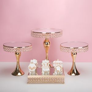 7pcs ensemble de luxe or cristal porte-gâteau stand gâteau décoré gâteau de mariage pan cupcake table sucrée barre de bonbons centres de table de320p