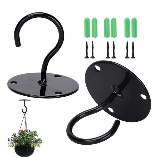 7pcs / set Métal Mur Monté Plafond Crochets Panier Suspendu Crochets Plantes Lanternes Pots De Fleurs Lumières Décor À La Maison Outils Pour L'extérieur LX4817