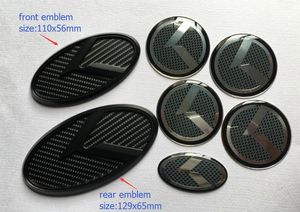 7 stks / set Nieuwe 3D Black Carbon K Logo Badge Embleem Sticker voor Kia Optima K5 2011-2018 / Auto Emblemen