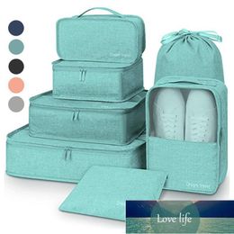 7 stks / set Reizen Organizer Opbergtassen Koffer Verpakking Set Opslag Gevallen Draagbare Bagage Organizer Kleding Schoen Tidy Pouch Factory Prijs Expert Design Quality