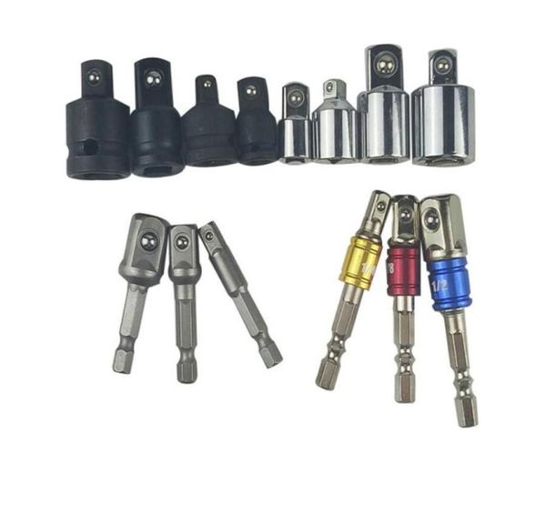 7pcs Socket Adaptador de perforación de taladro Hex vástago 14quot 38Quot 12quot Impacto Impacto Herramienta 14 38 12 Manga de llave de trinquete WR7364313