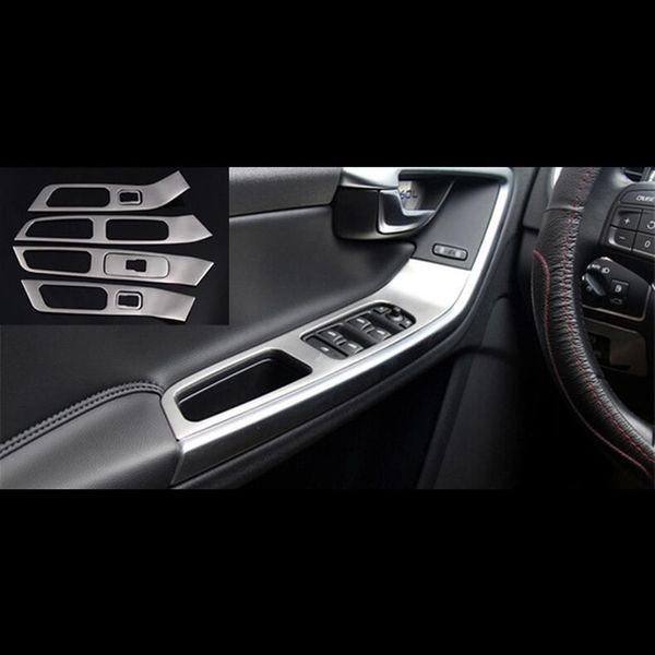 Reposabrazos de puerta de acero inoxidable, 7 Uds., decoración de panel, elevador de cristal de ventana, embellecedor de marco para Volvo XC60 S60 V60, estilo de coche 244n