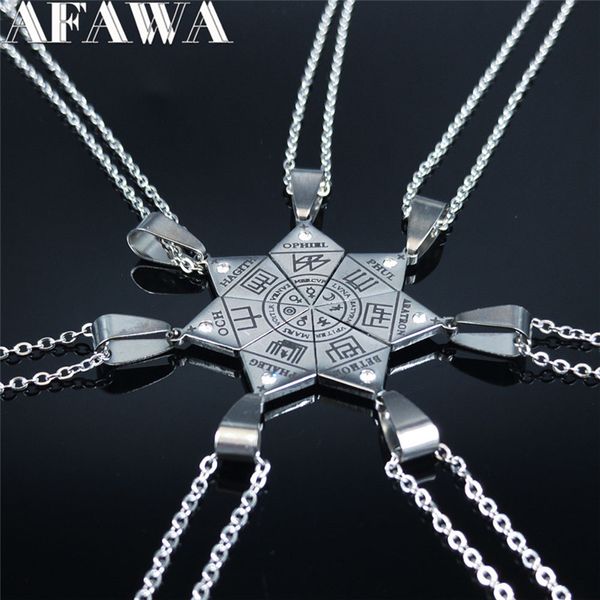 7 pièces en acier inoxydable pendentif collier bijoux cachés satanique Goetia symbole chemise Patch cadenas mujer N1052S02