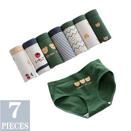 7pcs sous-vêtements femmes plus taille culottes filles slips sexy lingeries cueca intimes calcinhas coton shorts caleçons mignon culotte 220425