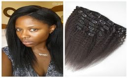 7pcSset 100 Extension de cheveux humains Clidon Coiffes Clip brésilien dans des extensions de cheveux raides coquers pour les femmes noires Geasy5945740
