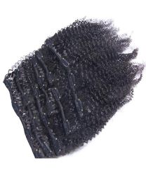 7pcsset 120g vierge mongole Afro Kinky Curly Clip dans les extensions de cheveux humains 120g clips ins sur les extensions de cheveux remy naturel blac5718584