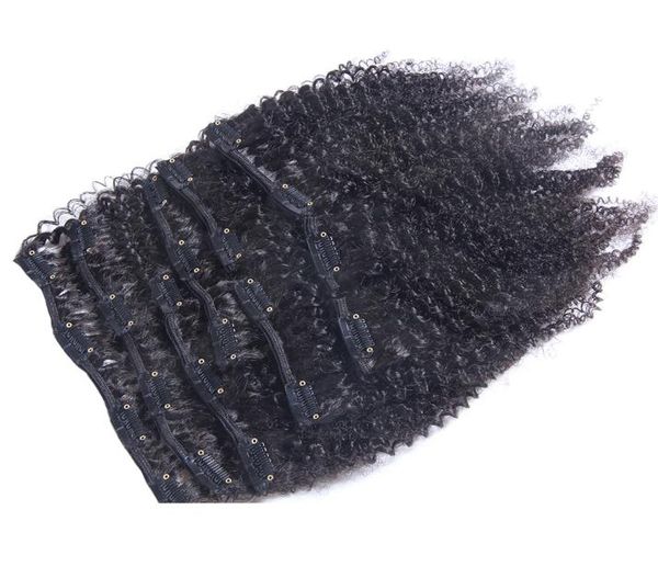 7pcsset 120g vierge mongole Afro Kinky Curly Clip dans les extensions de cheveux humains 120g clips ins sur les extensions de cheveux remy naturel blac3755016