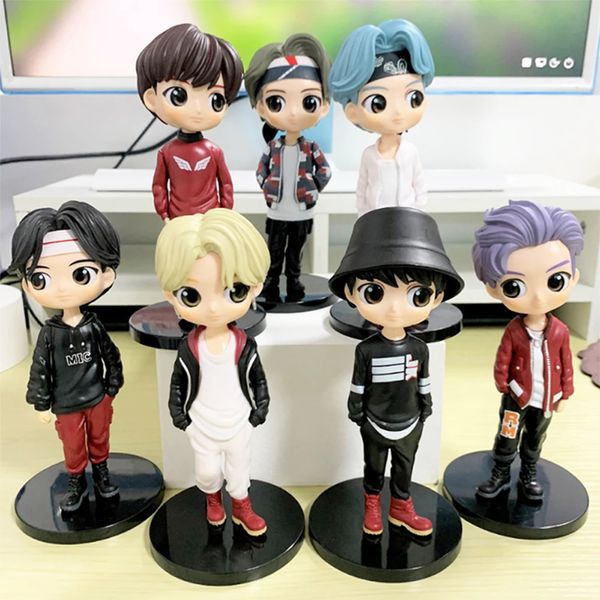 7pcSset Bangtan Boys Groupes RM Jin Suga Jhope Jimin v Jungkook Doll Model Toy Action Figure Figure Star Idol Cute Army Gift For Kids 240411