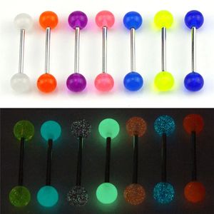 7pcsset Body Piercing sieraden Lumineuze gloed Acryl Tongringen Neus Barbell Bars 240429