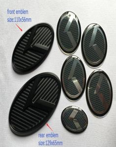 7PCSSet Nieuwe 3D Black Carbon K Logo Badge Emblem Sticker voor Kia Optima K5 20112018 Auto Emblems7865695