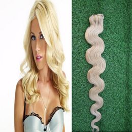 7Pieces / Pack 613 Bleach Blonde Braziliaanse Machine Made Remy Body Wave Clips in Human Hair Clip in extensions