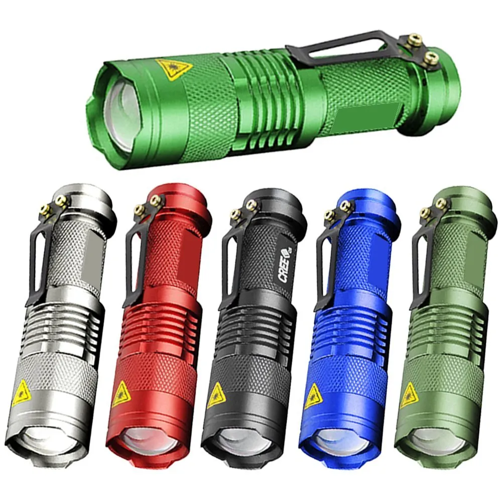 7W 300LM SK-68 3 Modes Mini Q5 LED Ficklight Torch Tactical Lamp Justerbar Focus Zoomable Light