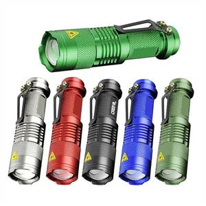 7W 300lm SK-68 3MODES MINI Q5 LED Zaklamp TACK TACTICAL LAMP Verstelbare Focus Zoombaar Licht 5 kleuren