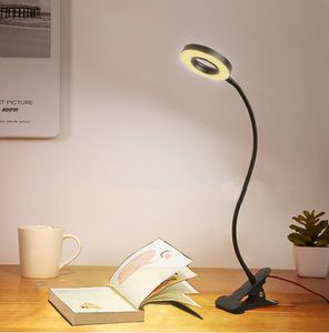 Lámpara de escritorio de 7 W, dispositivo Led, lámparas de mesa recargables por USB con Clip, cama, lectura, libro, luz nocturna, mesa, protección ocular