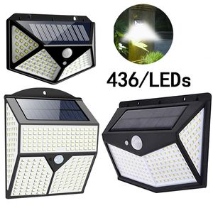 Lámpara Solar LED 436 con Sensor de movimiento PIR, luz de pared para exteriores, lámparas de seguridad impermeables para patio, luces de plomo para decoración de jardín