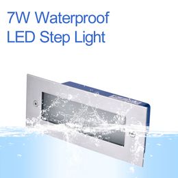 7W Réverbères LED Simple Moderne En Aluminium Mat Encastré Escalier Lumière Extérieure Étanche IP65 Blanc Chaud Économie D'énergie Divertissement Villa Étapes crestech