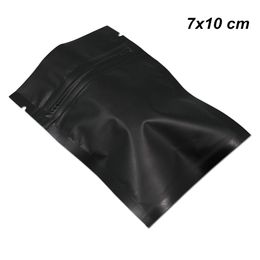 7x10cm Noir Mat Aluminium Foil Zipper Emballé Sac De Qualité Alimentaire Mylar Zip Paquet Poche Auto-Scellant Stockage Paquet Sacs pour Snacks Aliments Secs
