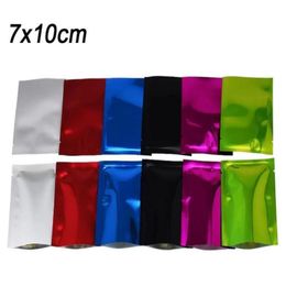 7x10cm Kleine Mylar-zak met open bovenkant Verpakkingszak Plat type Kleurrijke aluminiumfoliezakken Bulkvoedsel Vacuüm hitteafsluitbare zak Gonqb Wkprm