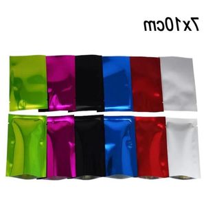 7x10 cm Petit sac d'emballage en Mylar ouvert de type plat Sacs en papier d'aluminium coloré Sacs alimentaires en vrac Sac thermoscellable sous vide Ualqh