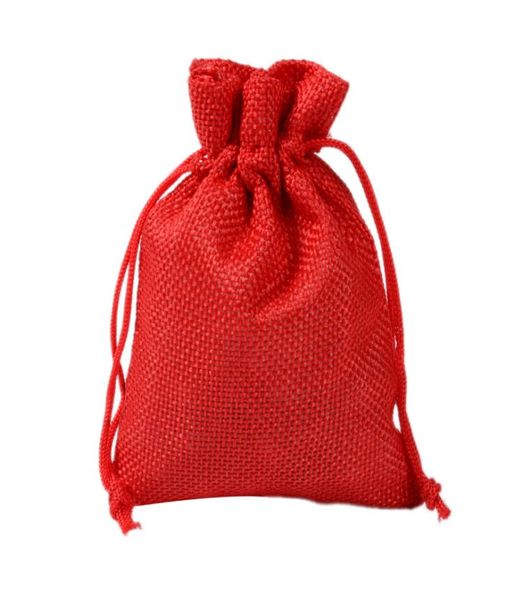 7x9 cm 9x12 cm 10x15 cm 13x18 cm rouge Mini pochette sac de Jute lin chanvre bijoux cadeau pochette sacs à cordon pour faveurs de mariage perles 4511445