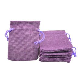 7x9cm Faux Jute Drawstring Sieradenzakken Candy kralen kleine zakjes jute lege linnen stof cadeau verpakking zakken hessian tas voor sa229o