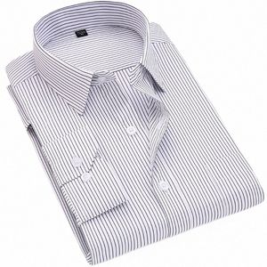 7XL Chemises rayées pour hommes, plus la taille Lg manches grands hommes bureau travail Dr chemise coupe régulière avec poche facile d'entretien classique 61iY #