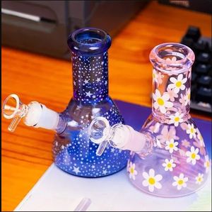 Mcdonald Glass Water Bongs Hookahs Vidrios para fumar Tubería Bubbler Heady Oil Rigs cubilete Dab con junta de 14 mm