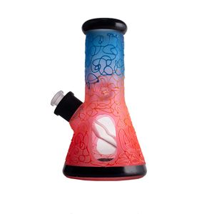 Tipada colorida de 8.07 pulgadas Pyrex Dab Rig con un tazón de vidrio de 14 mm y un pequeño estribo de vidrio para fumar H6910