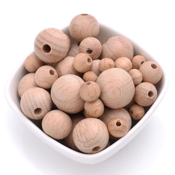 8 10 12 14 15 16 18 20 25 30 mm Perles en bois naturel Perles d'espaceur en rond